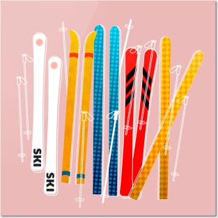 Colorful skis Posters and Art